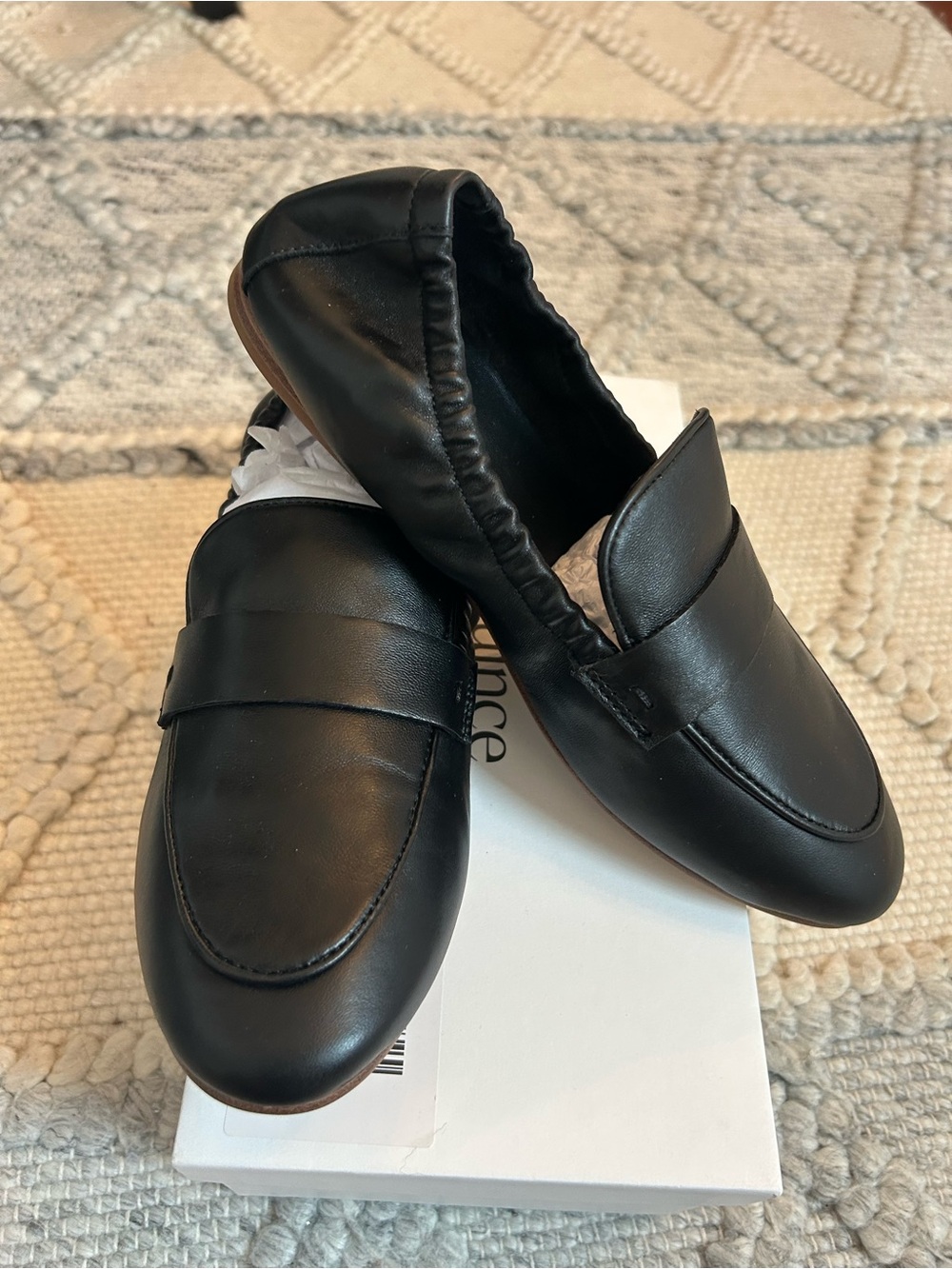 Quince Black Leather Penny Loafers